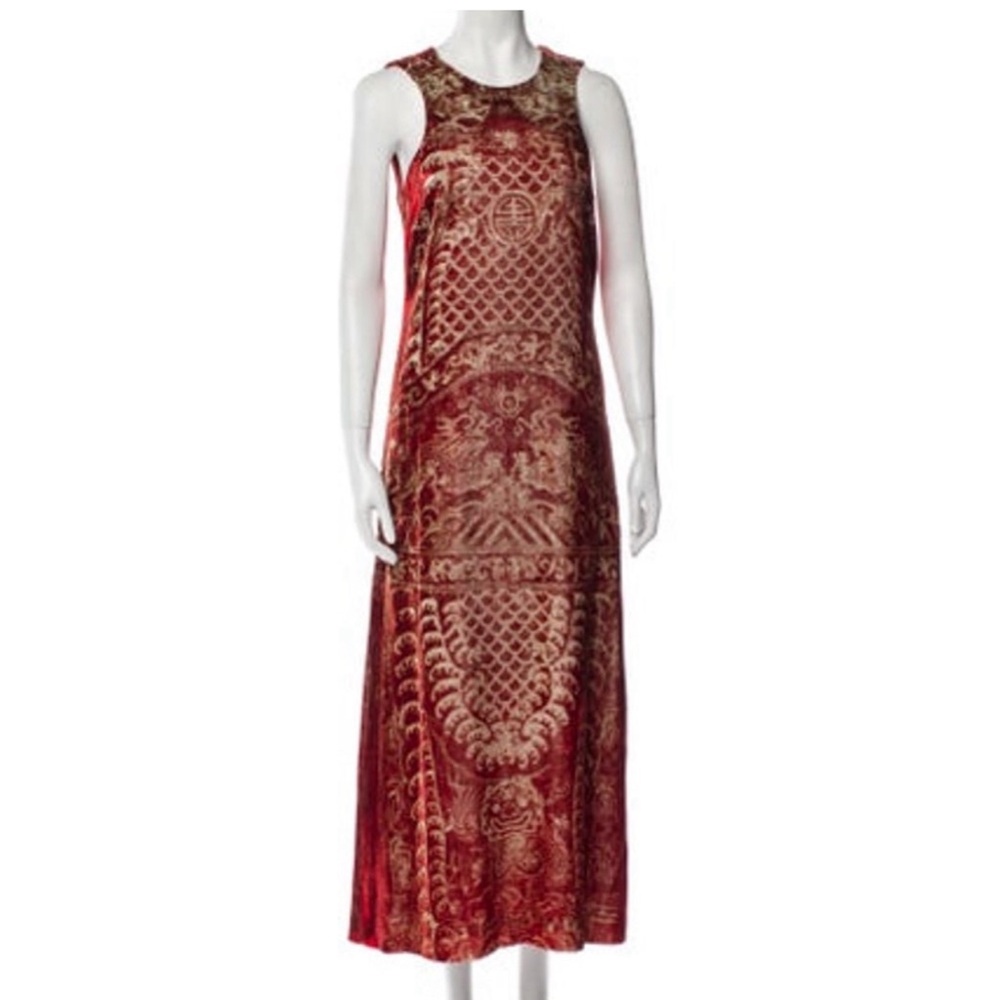 Unicorn RARE NWOT Vivienne Tam Batik Dragon Maxi Dress Luxe Velour size US 4